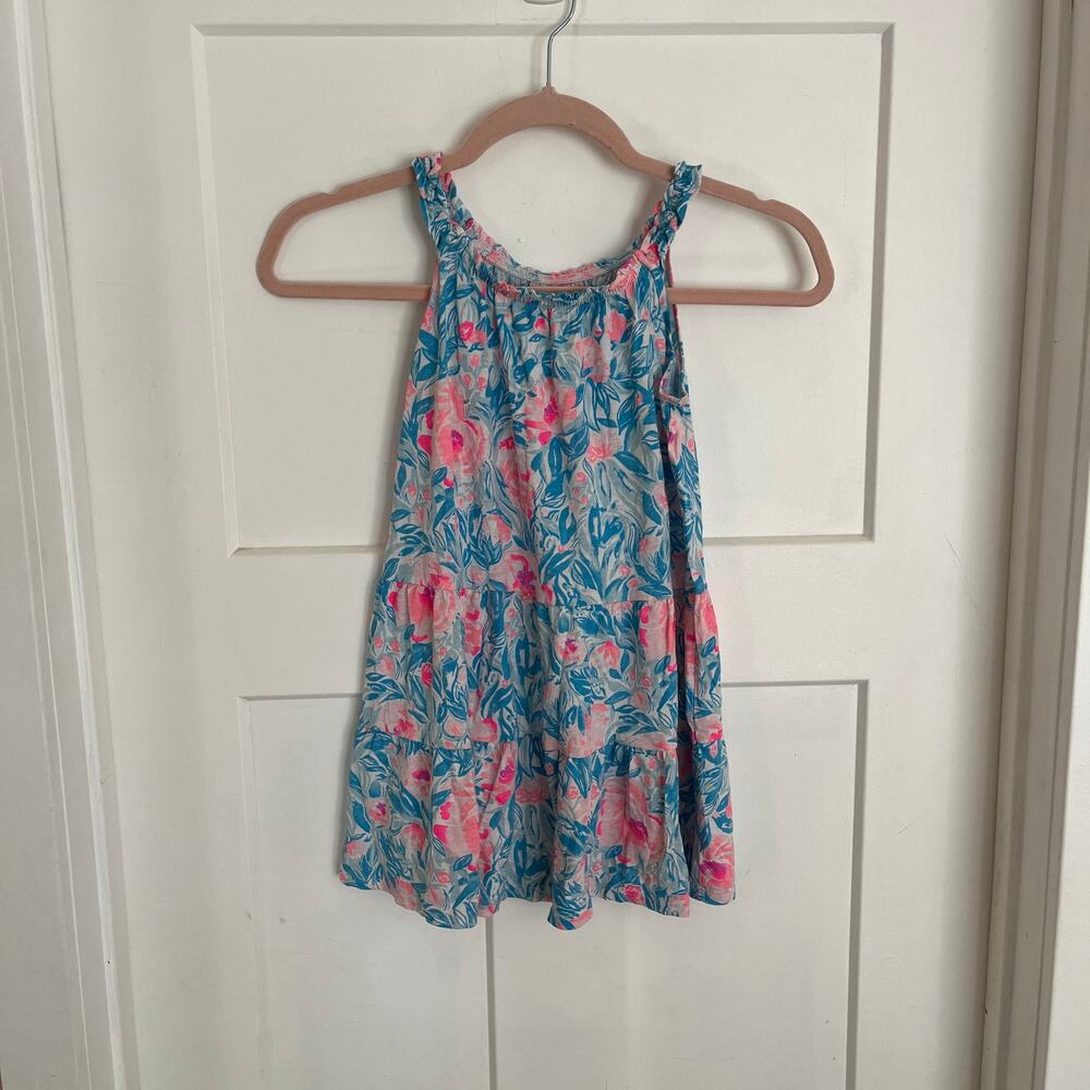 Lilly Pulitzer Bondi Blue My Little Peony Dress Size Medium 6-7 Girls